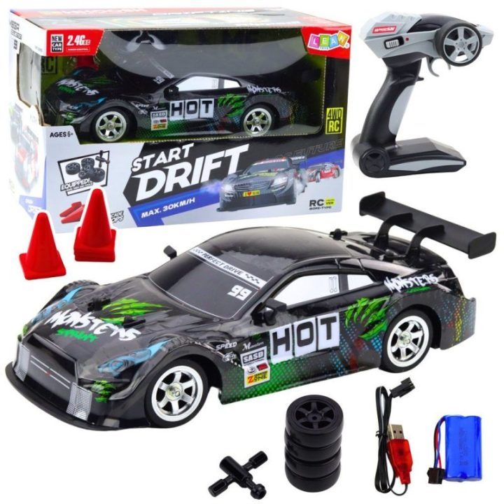 Juodas ir žalias RC drift automobilis 1:16, 30 km/h