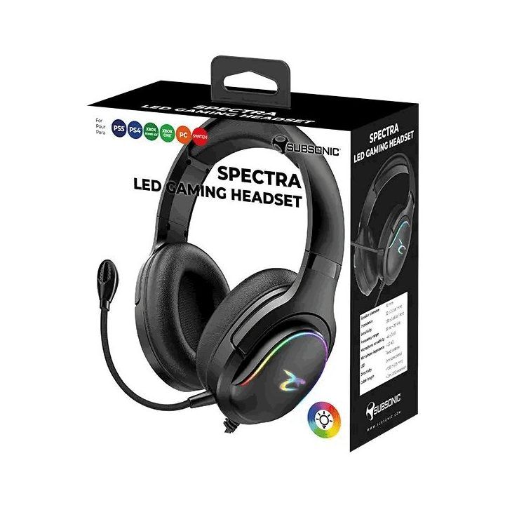 Subsonic Spectra LED žaidimų ausinės, juodos