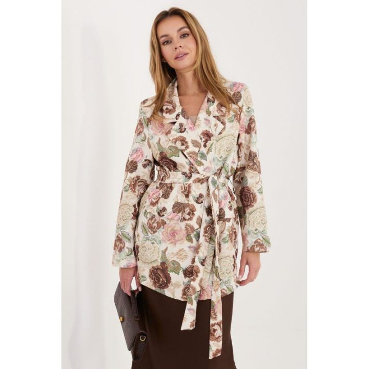 Ilgesnio kirpimo gėlių rašto švarkelis Italy Moda