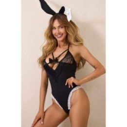 Nėriniuotas seksualus kostiumėlis su zuikučio ausimis Pure Sin