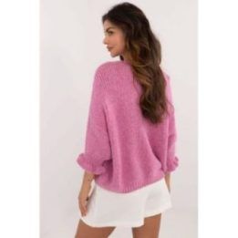 Rožinis susegamas megztinis Italy Moda