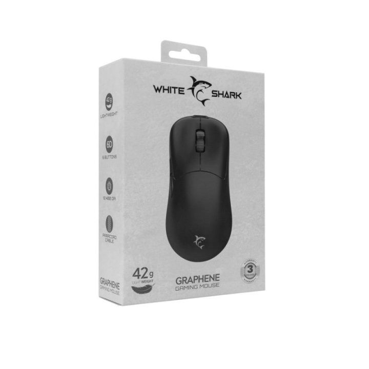 White Shark GRAPHENE-B GM-5014 žaidimų pelė, juoda
