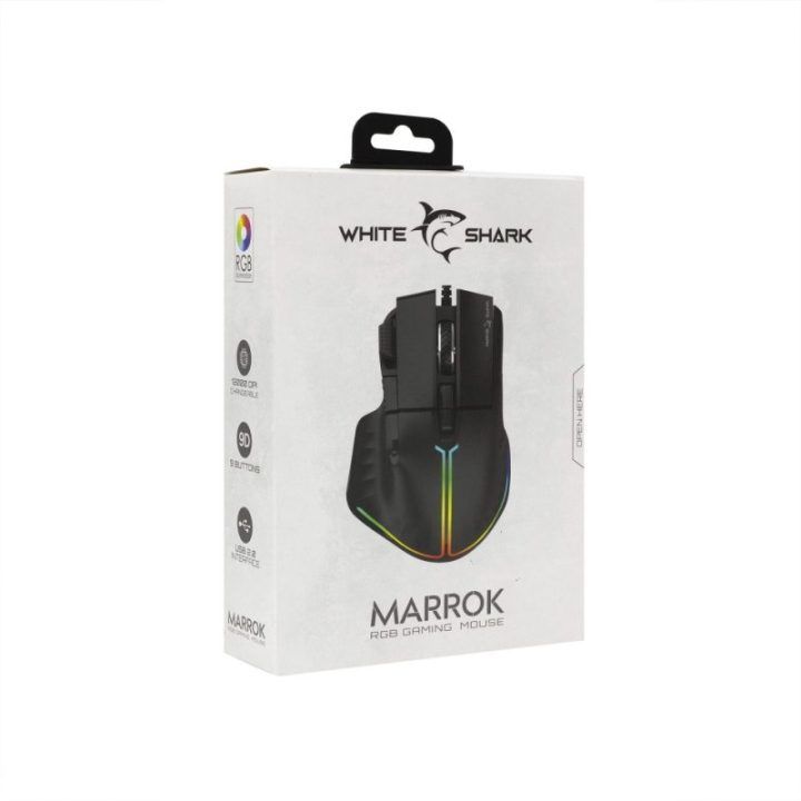 White Shark MARROK GM-9006 žaidimų pelė, juoda, RGB, 12 000 DPI