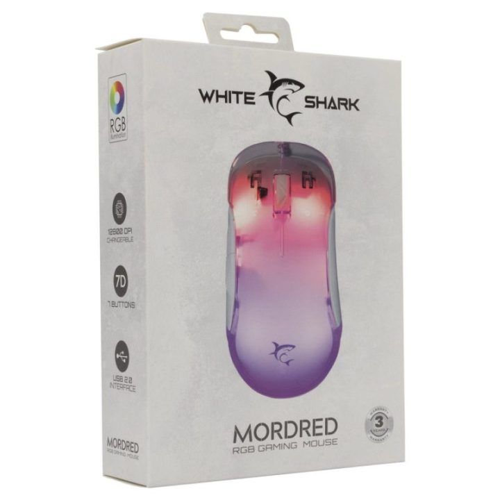 White Shark MORDRED-W GM-5017 žaidimų pelė, balta