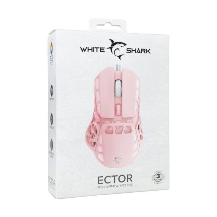 White Shark ECTOR-P GM-5016 žaidimų pelė, rožinė