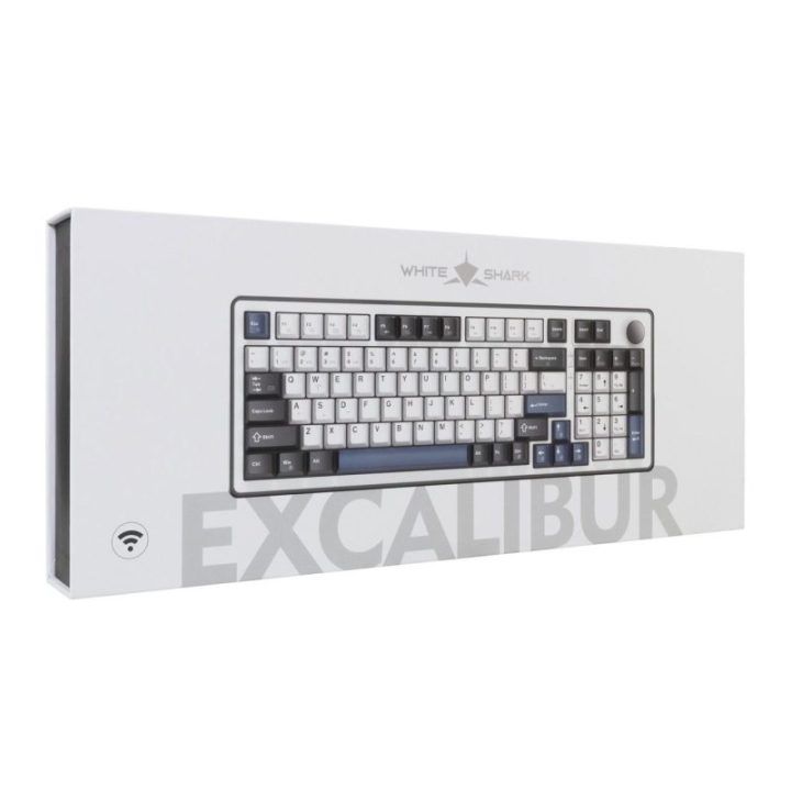 White Shark EXCALIBUR-W GK-007251 US belaidė mechaninė klaviatūra, balta