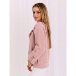 Šviesiai rožinė striukė su užtrauktuku ir dekoratyvinėmis detalėmis
