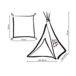 Vaikų tipis Mini Set su kilimėliu ir dekoratyvinėmis plunksnomis, medaus geltonumo
