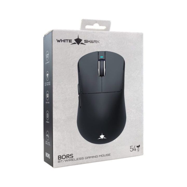 White Shark BORS-B WGM-5021 belaidė žaidimų pelė, juoda