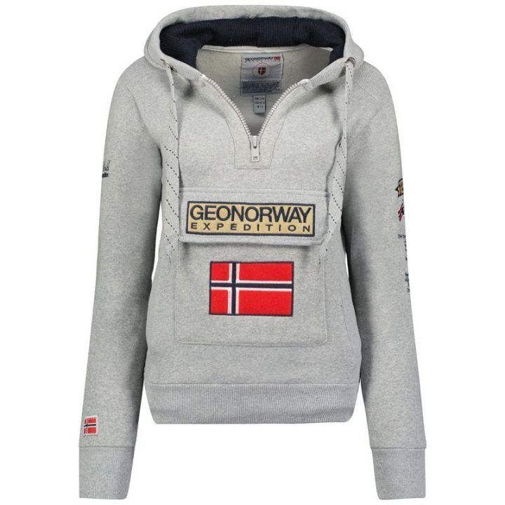 Vyriškas džemperis su gobtuvu Geographical Norway, pilkas