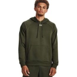Vyriškas džemperis su gobtuvu Under Armour Rival Fleece, alyvuogių spalvos