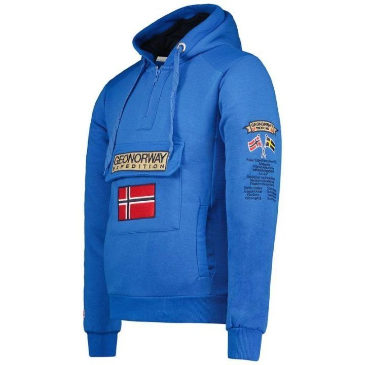 Vyriškas džemperis su gobtuvu Geographical Norway Gymclass, mėlynas
