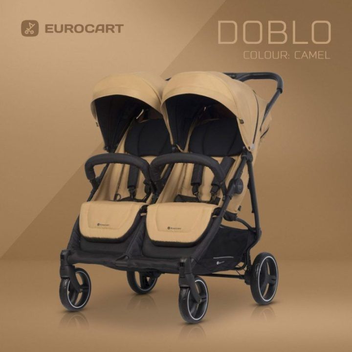Dvivietis vaikų vežimėlis EURO-CART Doblo, smėlio spalvos