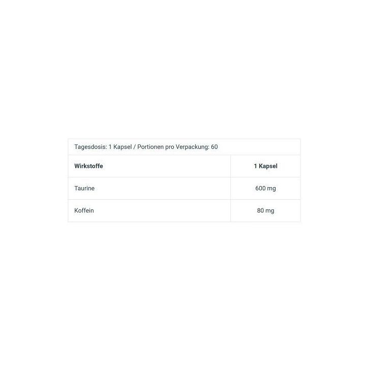 Treniruočių booster kapsulės BioTech Caffeine + Taurine 60 kapsulių