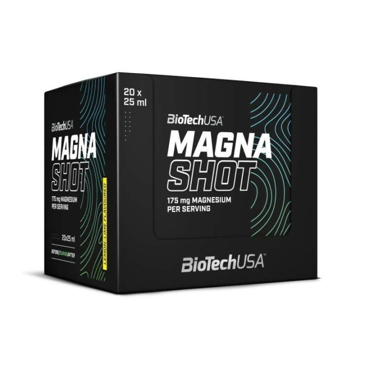 Magnio ir vitaminų B6 shot BioTech Magna Shot 20 × 25 ml, citrinų skonio