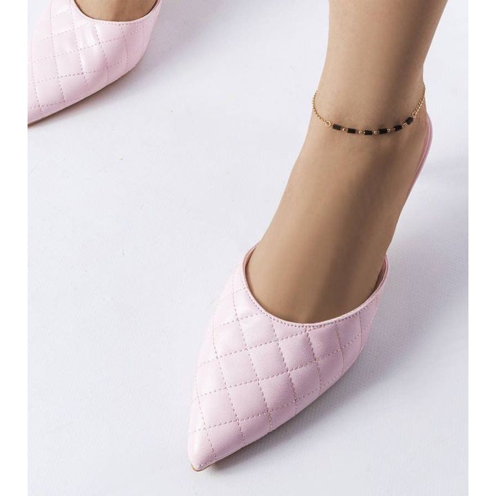 Lambert rožinės dygsniuotos stiletto šlepetės