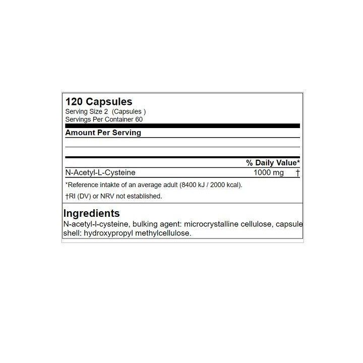 NAC N-acetil-L-cisteino kapsulės GN Genetic Nutrition 120 kapsulių