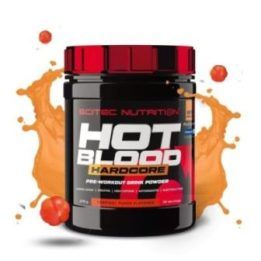 Treniruočių booster Scitec Hot Blood Hardcore 375 g, tropinių vaisių skonio