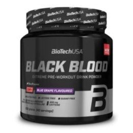 Treniruočių booster BioTechUSA Black Blood CAF+ 300 g, mėlynių vynuogių skonio