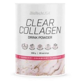 Hidrolizuoto kolageno gėrimo milteliai BioTechUSA Clear Collagen 308 g, braškių ir spanguolių skonio