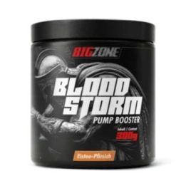 Treniruočių booster Big Zone Bloodstorm 2.0 300 g, ledinės arbatos ir persikų skonio