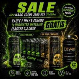 Paruoštas vartoti treniruočių booster GN Narc Focus Zero RTD 24 × 250 ml
