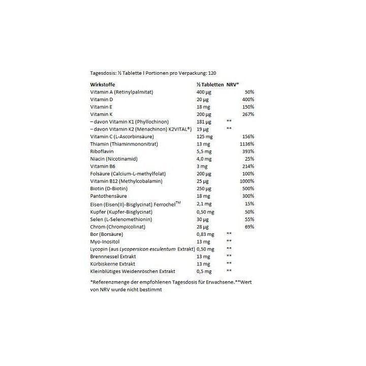Multivitaminai vyrams iš organinių šaltinių BioTechUSA 60 tablečių