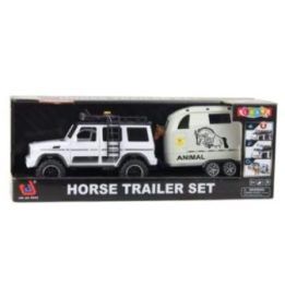 Žaislinis visureigis su arklio priekaba, figūrėle, šviesomis ir garsais