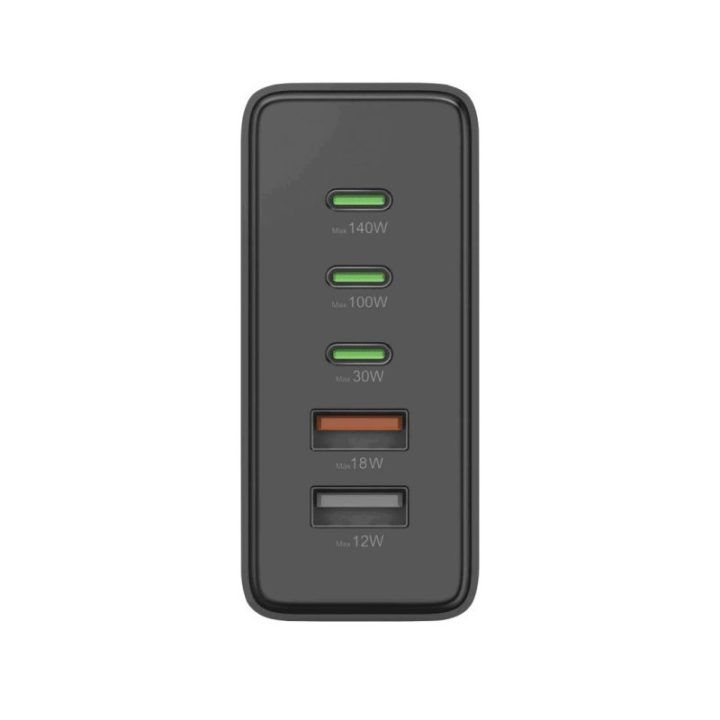 Hama 00201978 įkrovimo stotelė su 3 USB-C ir 2 USB-A, 140 W, juoda