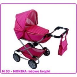 Lėlių vežimėlis MONIKA M03, rožinis su taškais