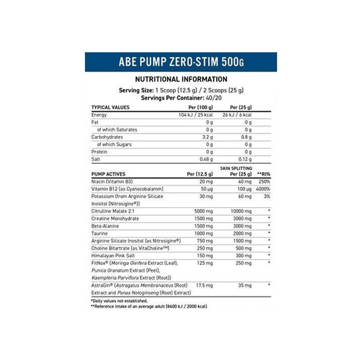Treniruočių booster Applied Nutrition ABE Pump 500 g, mėlynių skonio