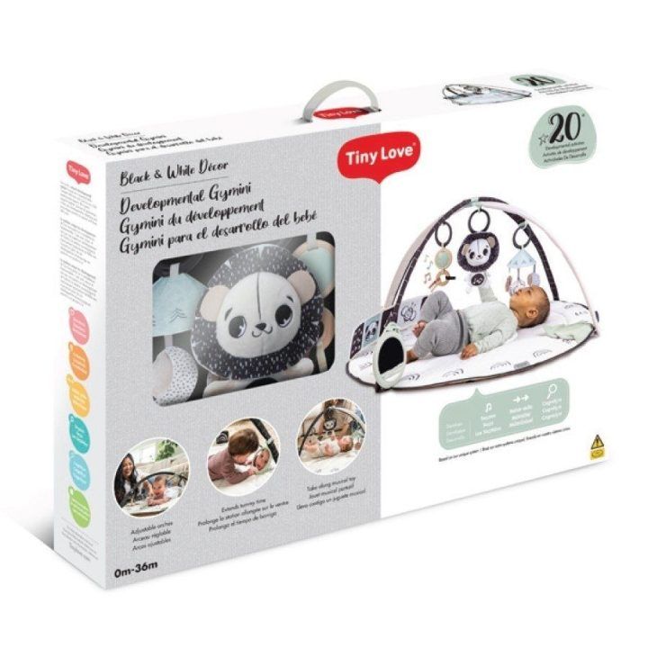 Tiny Love kontrastinis edukacinis kilimėlis 2 viename DECOR, juodai baltas