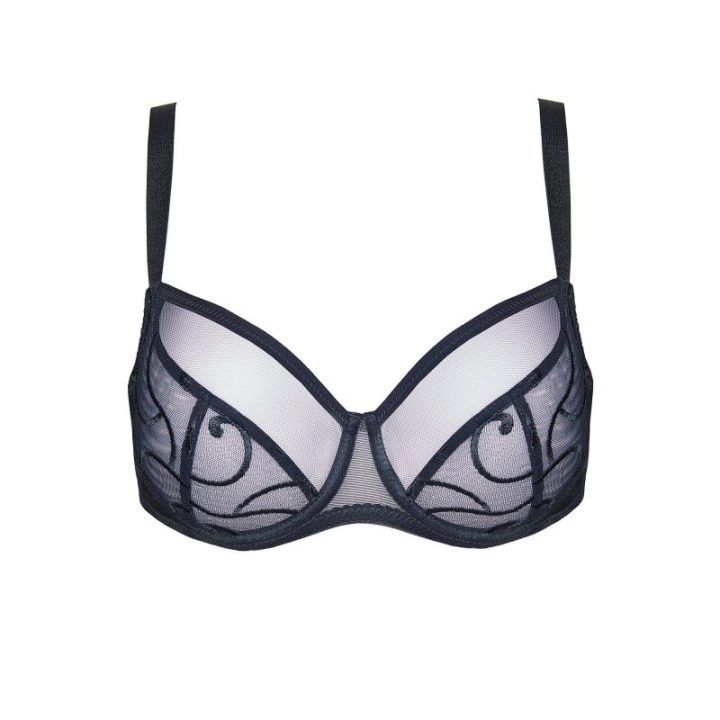 Minkšta liemenėlė su siuvinėjimu Gorteks Linea, juoda