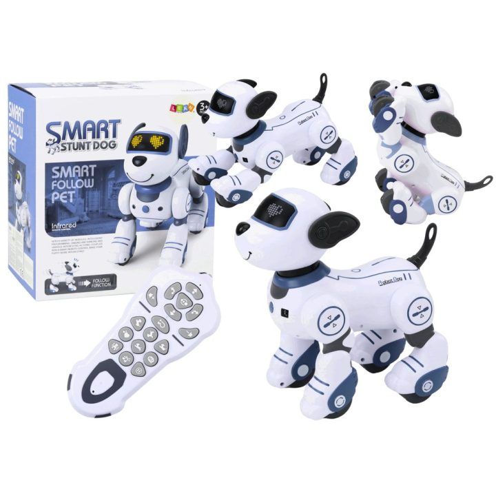 Interaktyvus robotas šuo su pultu, mėlynas