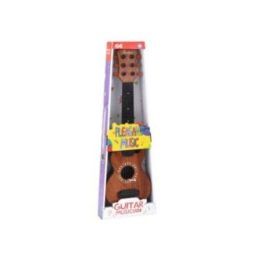 Vaikiška medinė žaislinė gitara su metalinėmis stygomis, ruda