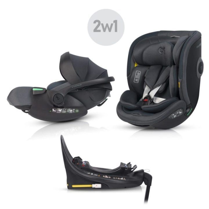 Automobilinė kėdutė 40–150 cm su pasukama baze EasyGo BUZ XTD PRO ir BUZ PRO BODY, granito