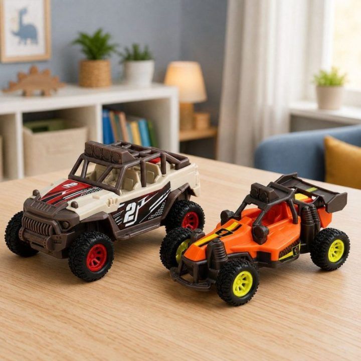 Žaislinių bekelės automobilių rinkinys su šviesomis ir garsais, 2 vnt
