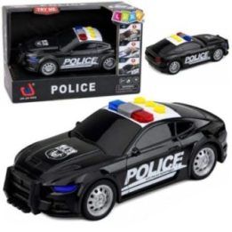 Juodas žaislinis policijos automobilis su šviesomis ir garsais 1:32