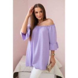 Palaidinė su raukiniais ant rankovių, šviesiai violetinė
