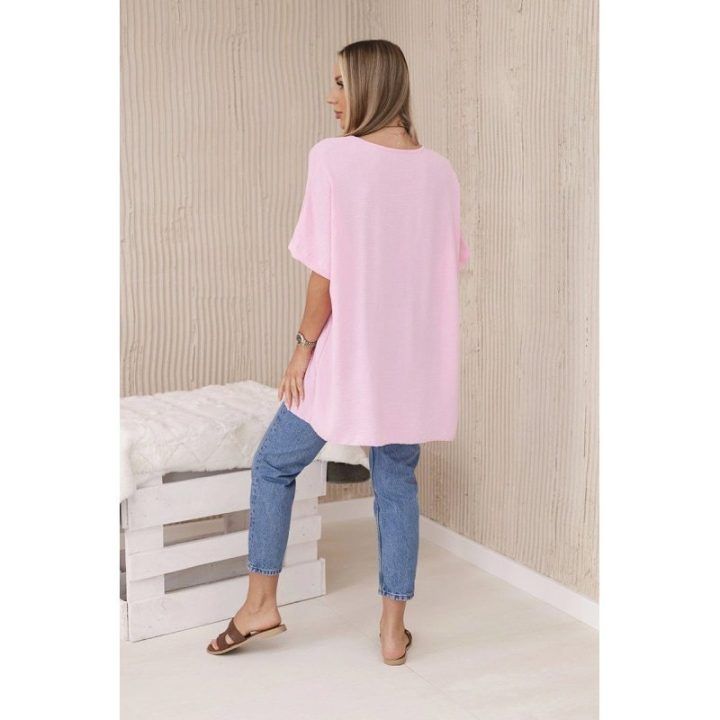 Moteriška oversize palaidinė su pakabuku, rožinės spalvos