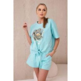 Moteriškas komplektas „New punto print set“ su šortais, mėtų spalvos