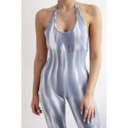 Moteriškas fitness kombinezonas su push up, pilkas