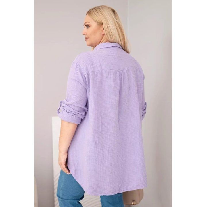 Moteriška mušelininė palaidinė, violetinės spalvos