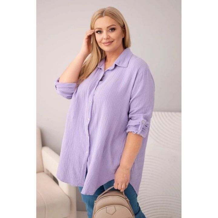 Moteriška mušelininė palaidinė, violetinės spalvos