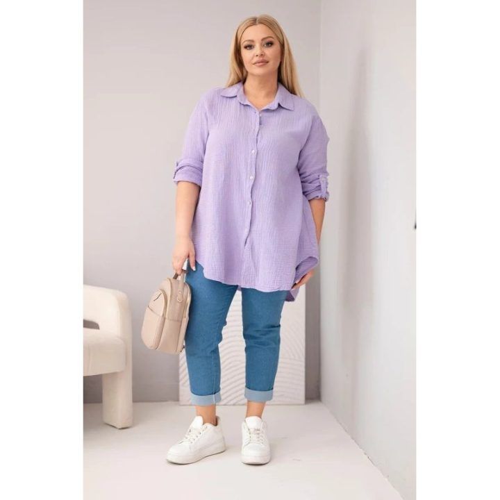 Moteriška mušelininė palaidinė, violetinės spalvos