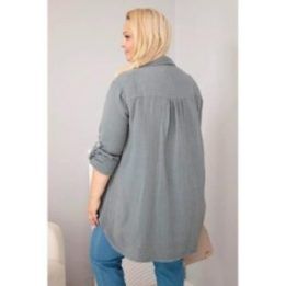 Moteriška Plus Size muslininė palaidinė, tamsiai pilkos spalvos
