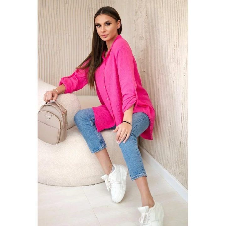 Moteriška oversize muslino palaidinė, rožinės spalvos