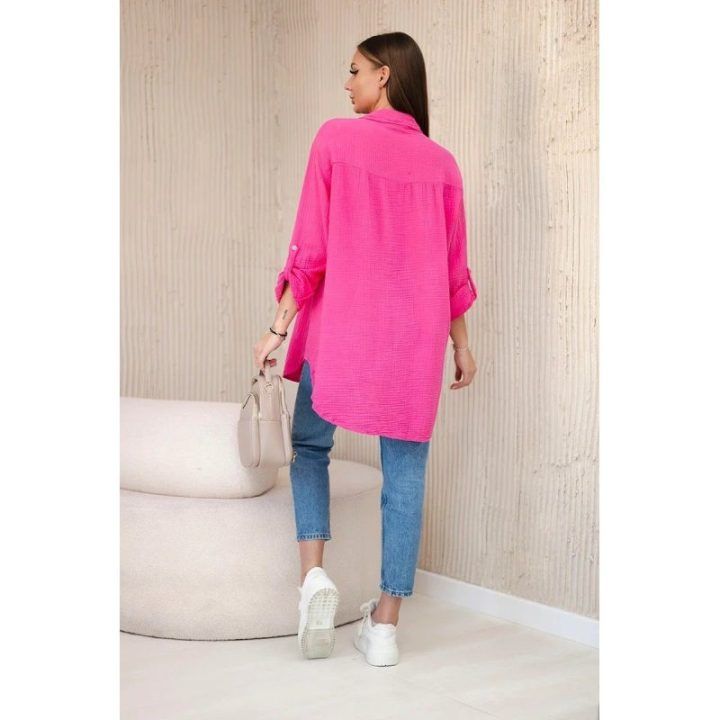 Moteriška oversize muslino palaidinė, rožinės spalvos