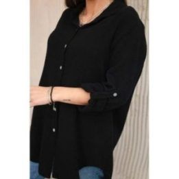 Moteriška mušlino palaidinė oversize, juodos spalvos