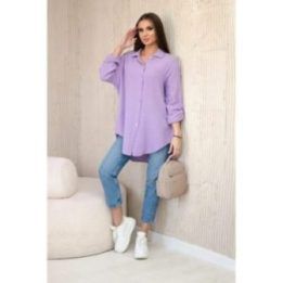 Moteriška oversize medvilninė mušelino palaidinė, violetinė